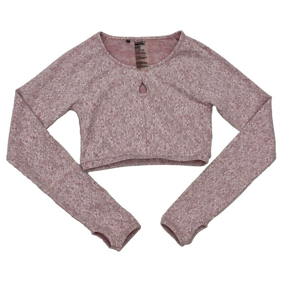 Gymshark Pink Cropped Top Long Sleeve Moisture Wick Athleisure Size Small - Picture 8 of 9